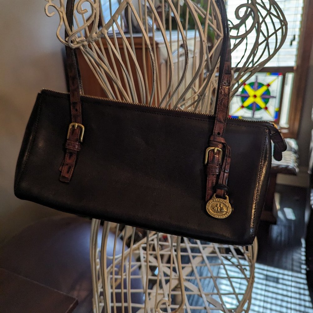 Brahmin black and brown leather shoulder bag. Like New